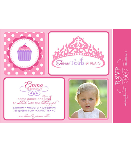 Princess Cupcakes and Tiaras Birthday Party Printable Invitation